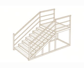 Изображение для товара Лестница металлическая с перилами (3 ступеней, перфорированный лист, без площадки)