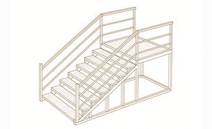 Изображение для товара Лестница металлическая (7 ступеней, решетчатая поверхность, без площадки)